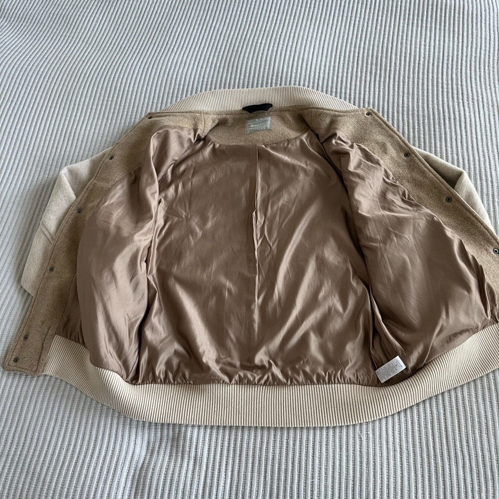 Everlane Cashmere Varsity Jacket Large Oatmeal Gem